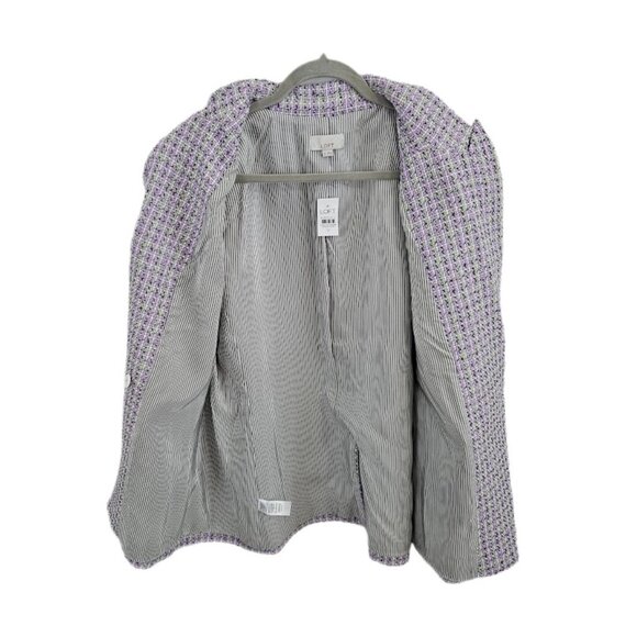 NWT Loft Tweed Double Breasted Blazer Lavender Purple Green 14 - Picture 8 of 14
